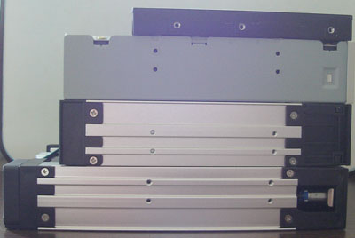 From top to bottom: 3.5'' HDD, 5.25'' Drive, MB 122, Modiflash 722